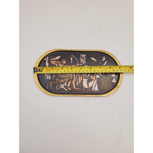 Antique bronze plate, Wall decor black and gold vintage metal plate, Wall plate, - Picture 9 of 10